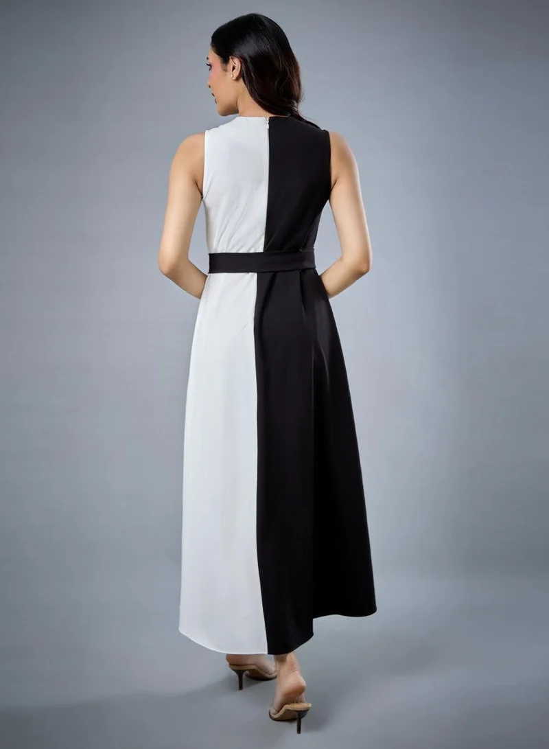 Zigzag  Two Tone Formal Dress for Women | Best Price UAE